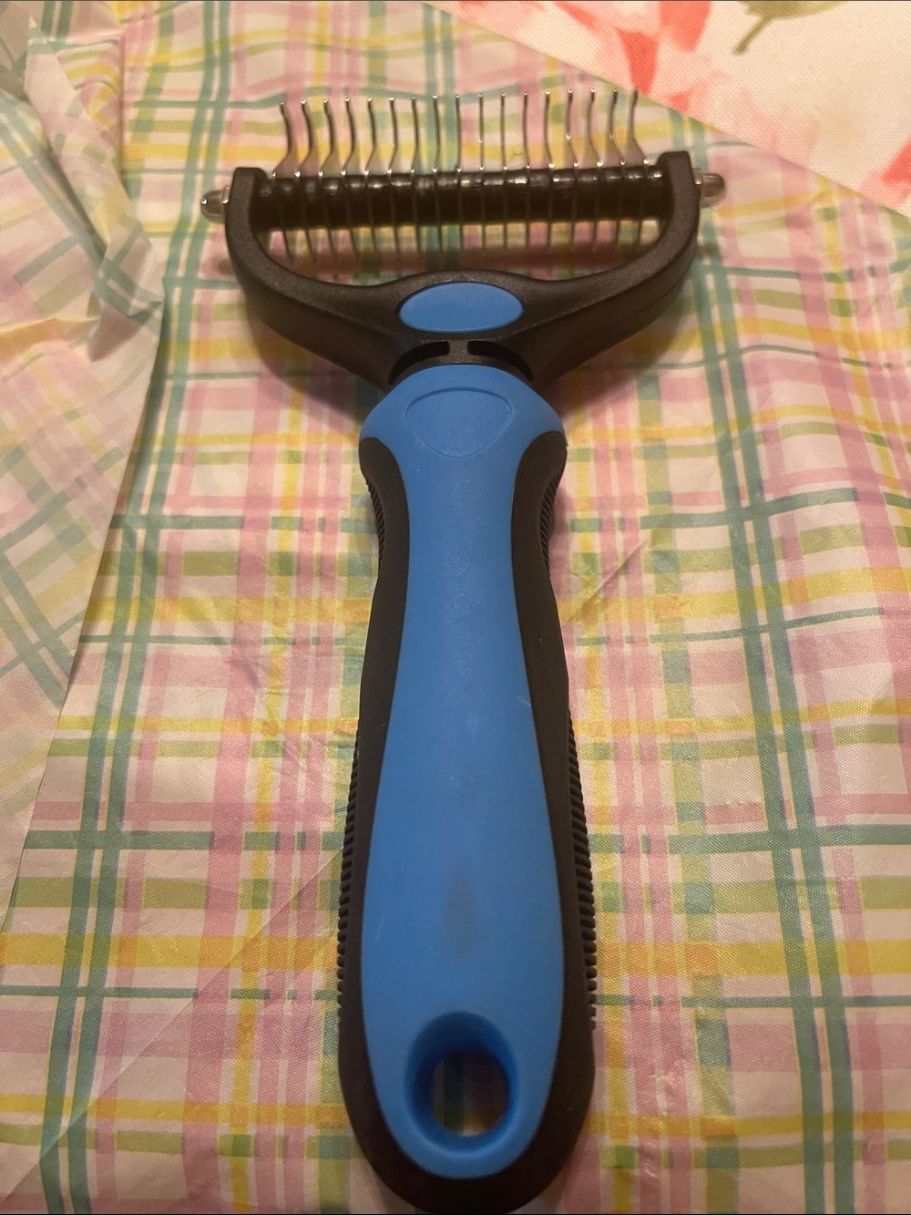 Blue Deshedding Tool for Dog Grooming